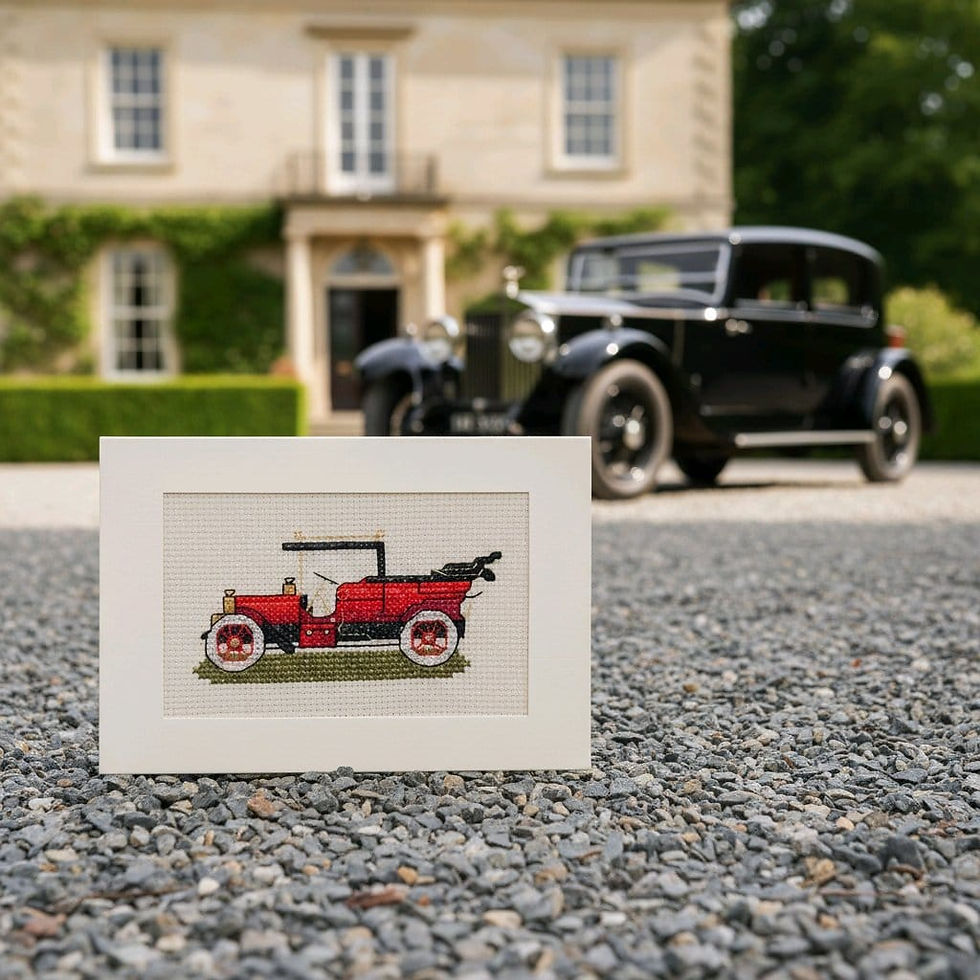 handcrafted greeting card of an open topped vintage Rolls Royce car