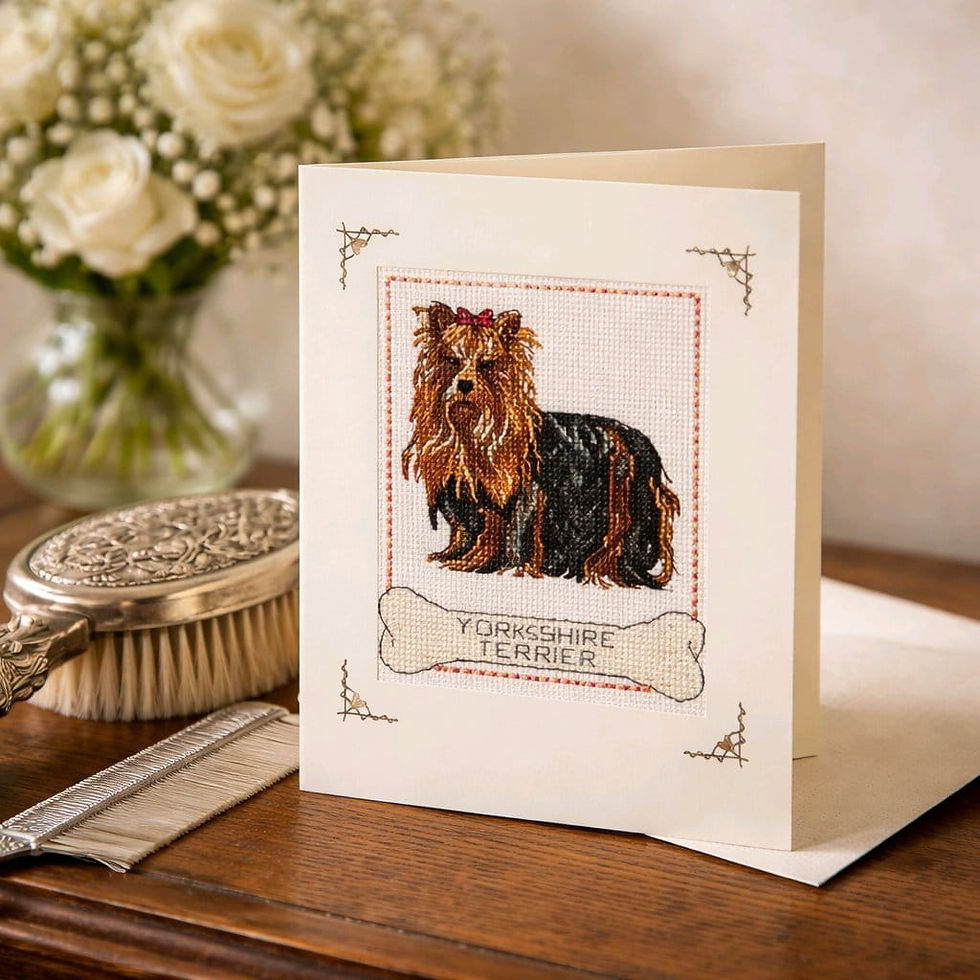 Thumbnail: handcrafted greeting card of a Yorkshire Terrier dog