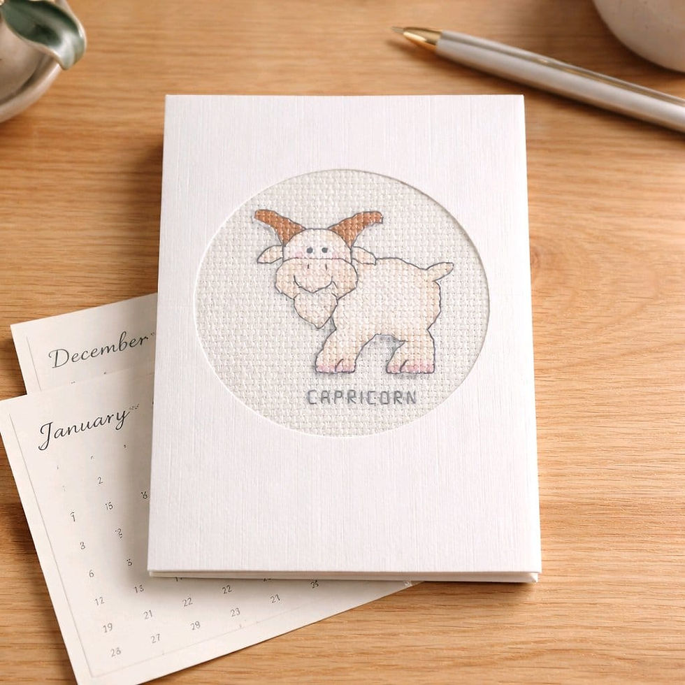 handcrafted card of a goat depicting horoscope symbol of Capricorn