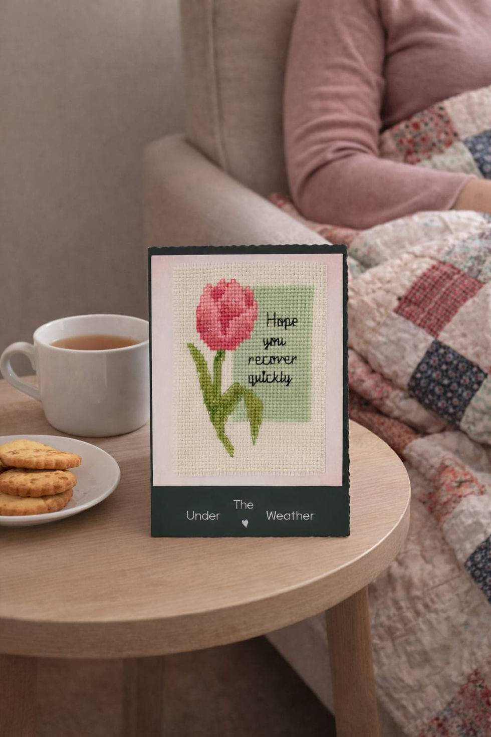 handcrafted Get Well card of a tulip
