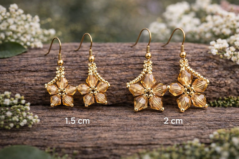 Thumbnail: Handmade amber crystal flower earrings
