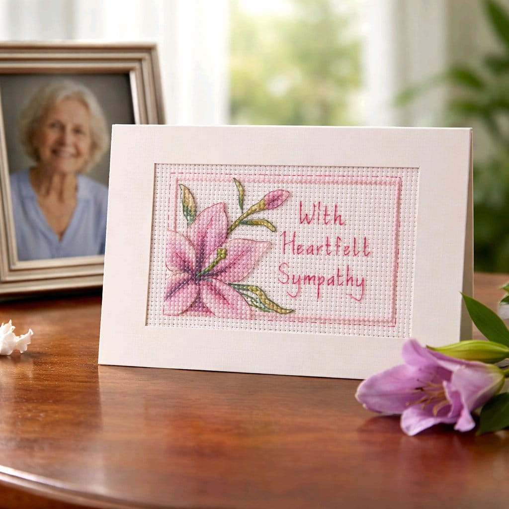 handcrafted sympathy card of a lily