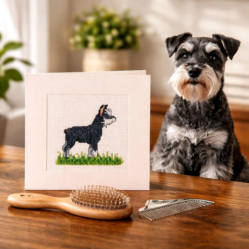 handcrafted card of miniature schnauzer dog