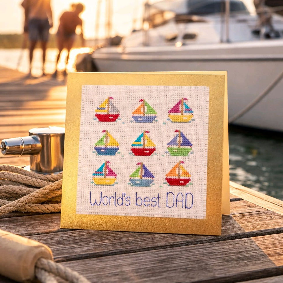 handcrafted Dad card with yachts