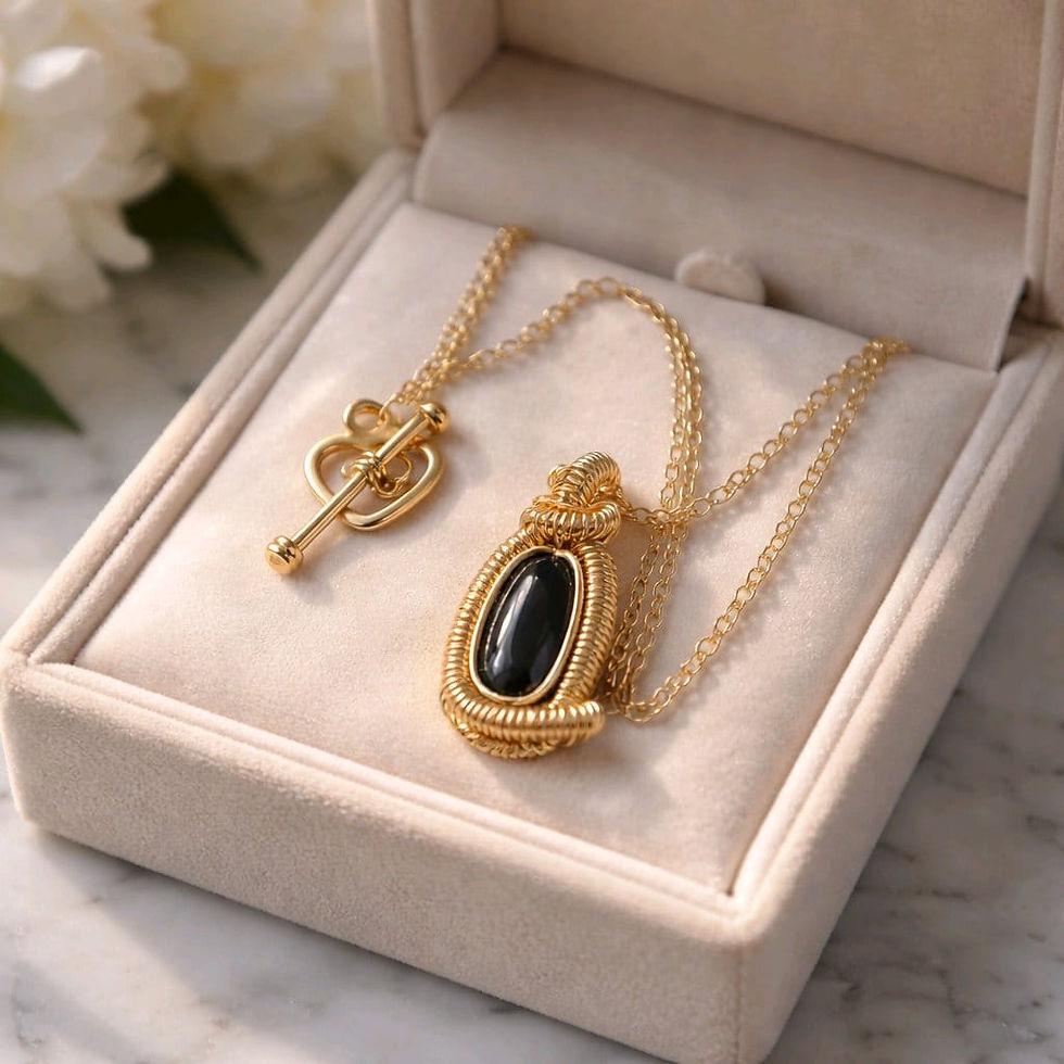 Handmade wire wrapped green cabochon necklace in gold