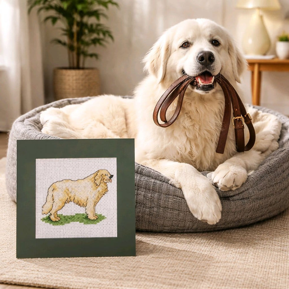 handcrafted card of pyrenean mountain dog