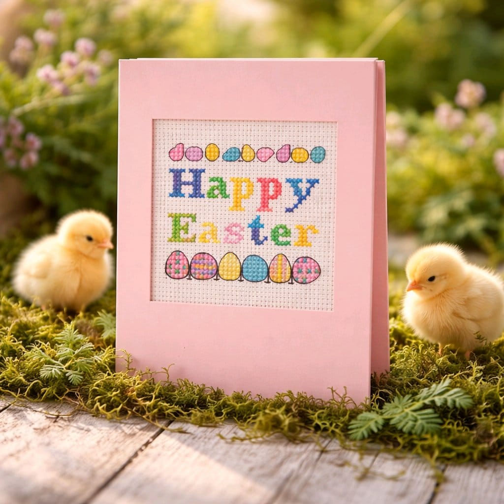 handcrafted Easter card of Easter eggs and Happy Easter message