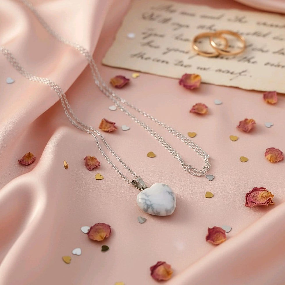 Thumbnail: Handcrafted silver necklace, featuring marble heart pendant