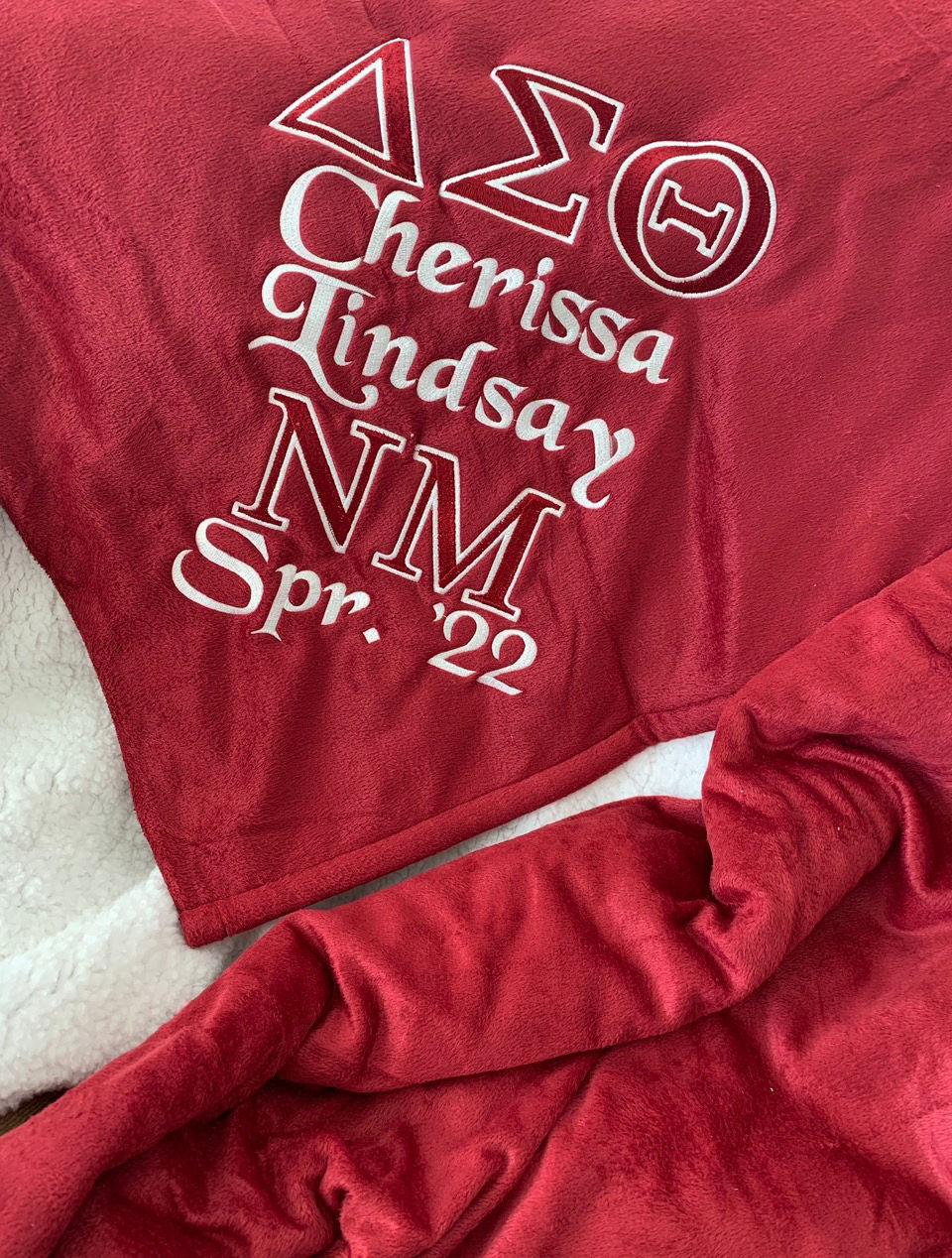 DST Personalized Sherpa backed throw