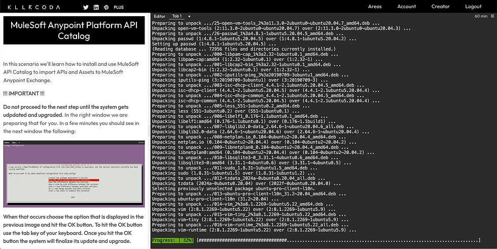 killercoda screenshot open in the MuleSoft Anypoint Platform API Catalog interactive tutorial