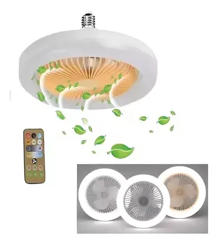 Miniatura: Ventilador De Techo E27 De 30 W Con Lámpara Y Control Remoto Color