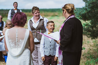 Humanist festival style wedding at Deepdale Barn. Celebrant: Rachael Meyer, Yorkshire. Photo by Ray Sawyer