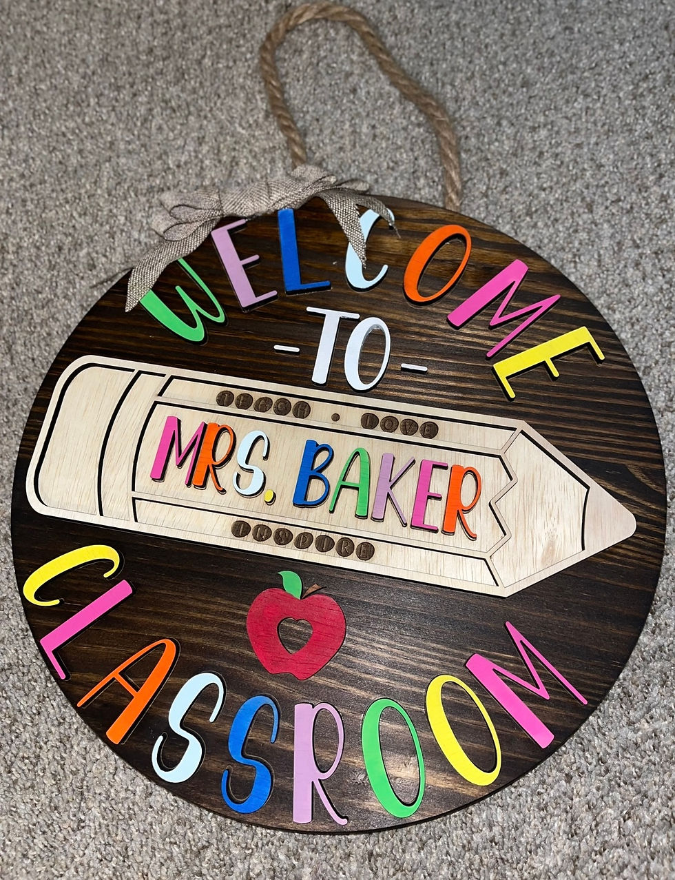 Thumbnail: Personalized 15" or 18" Teacher, Family Name, Welcome, Nursery Wood Round Sign