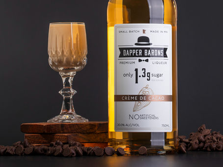 Low sugar Irish cream made with Dapper Barons coffee liqueur and creme de cacao served in a glass