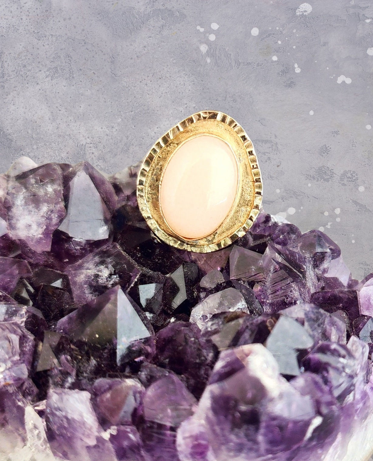 Pink Cloud Moonstone Ring