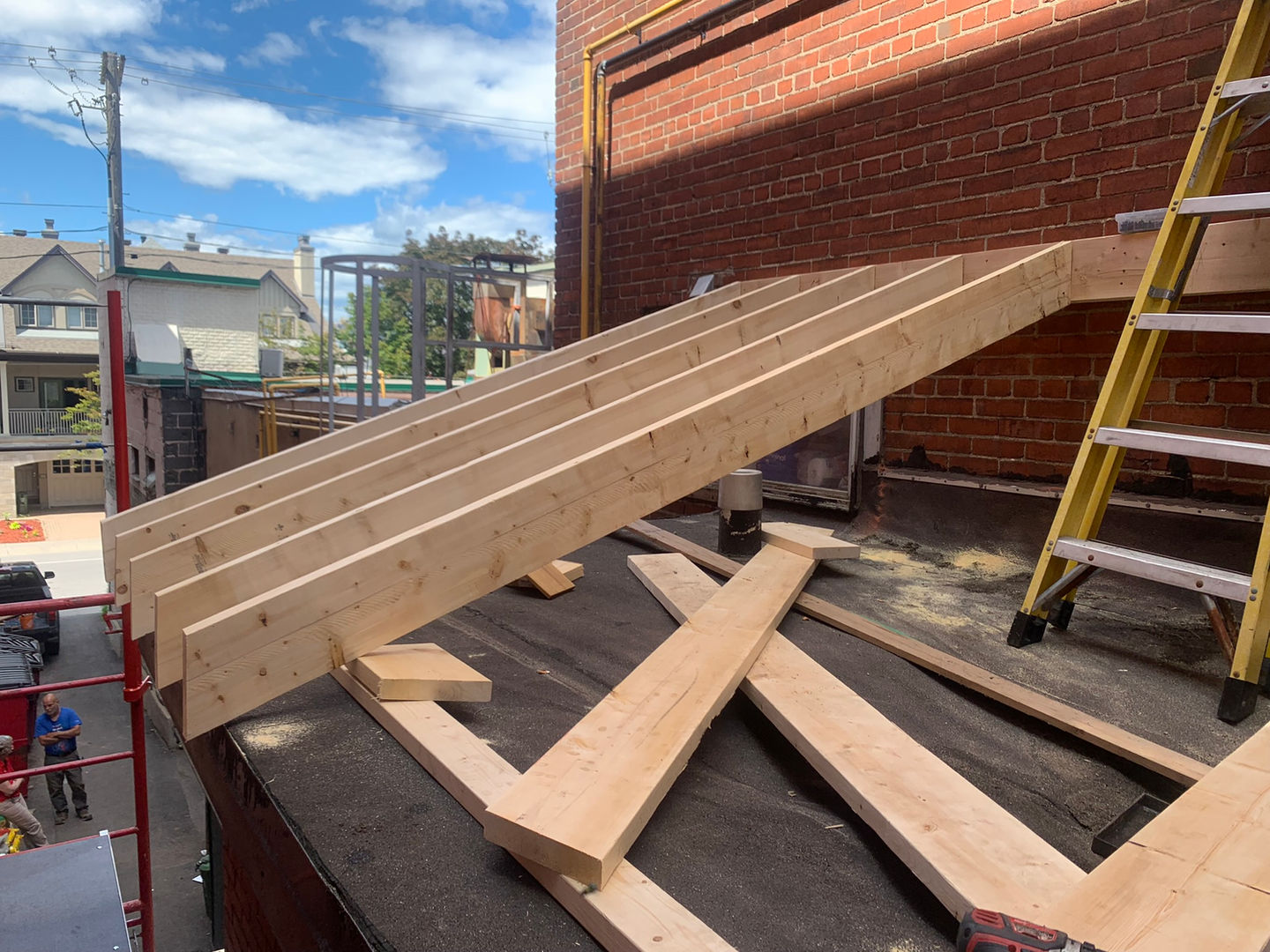 Simple roof addition we made for our client above his flat roof.