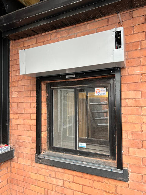 Finished Roller Fire Shutters above window 