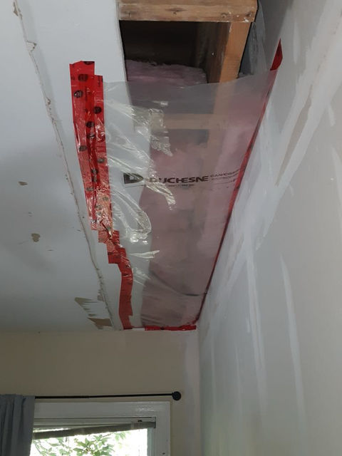 showing the fire separation alterations we made to an existing wall separating two units.