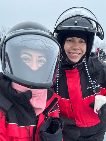 selfie at snowmobiles