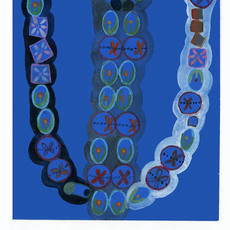 Data painting by Margaux Smith. Data on adjectives extracted from texts exchanged between Meadhbh and Eimhin across two fortnight periods.