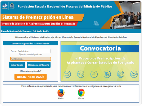 PREINSCRIPCIONES DE LA ESCUELA DE FISCALES DEL MINISTERIO PÚBLICO
