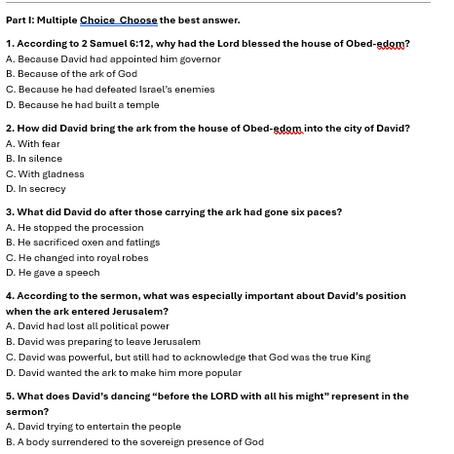 “It Don’t Take All That”-Sermon Review Quiz
