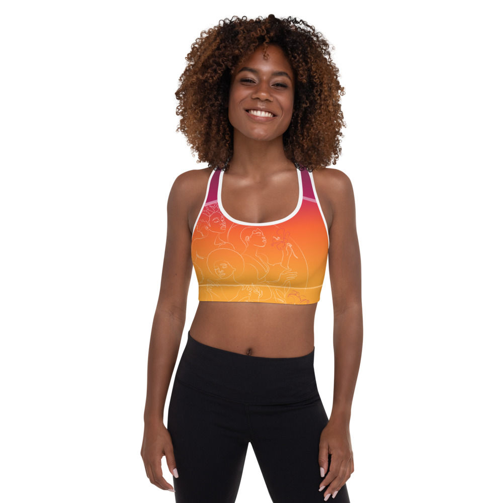 Floral Goddess Graphic Berry Sunset Padded Sports Bra
