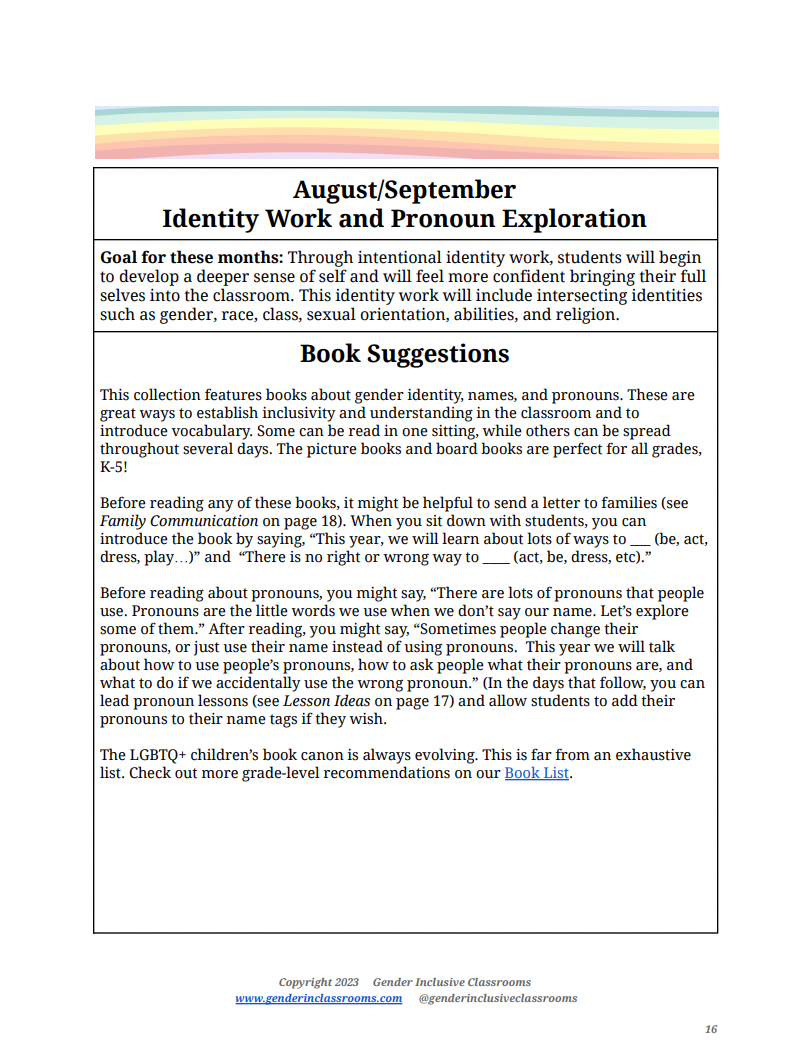 Thumbnail: 2023-24 Year Long Gender Inclusive Classrooms Curriculum Guide