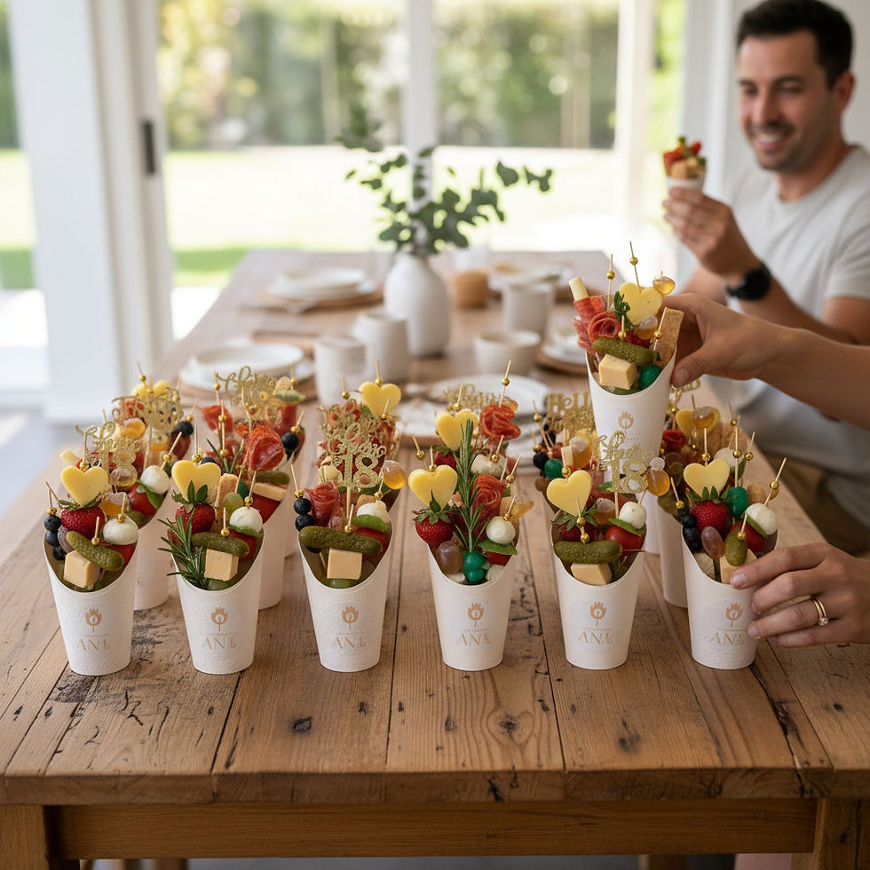 Thumbnail: Individual halal-friendly charcuterie boxes, cups or boats with gourmet cheese, meats, fruits and crackers – Brisbane luxury