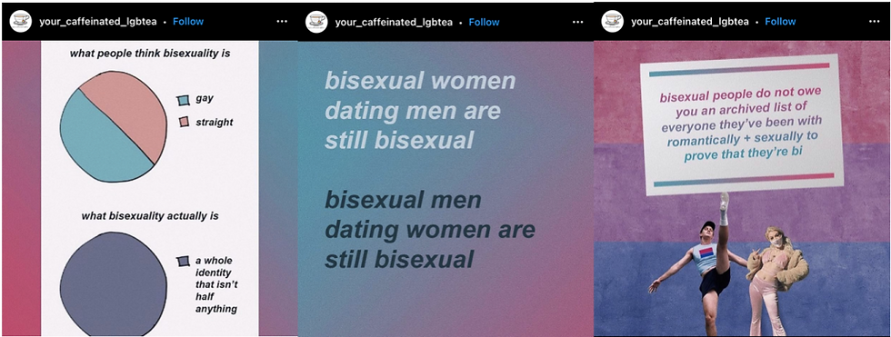 Fig. 4: Infographics by @mattixv about the different types of attraction that are possible within bisexuality and different stereotypes regarding men and women that are bisexual.