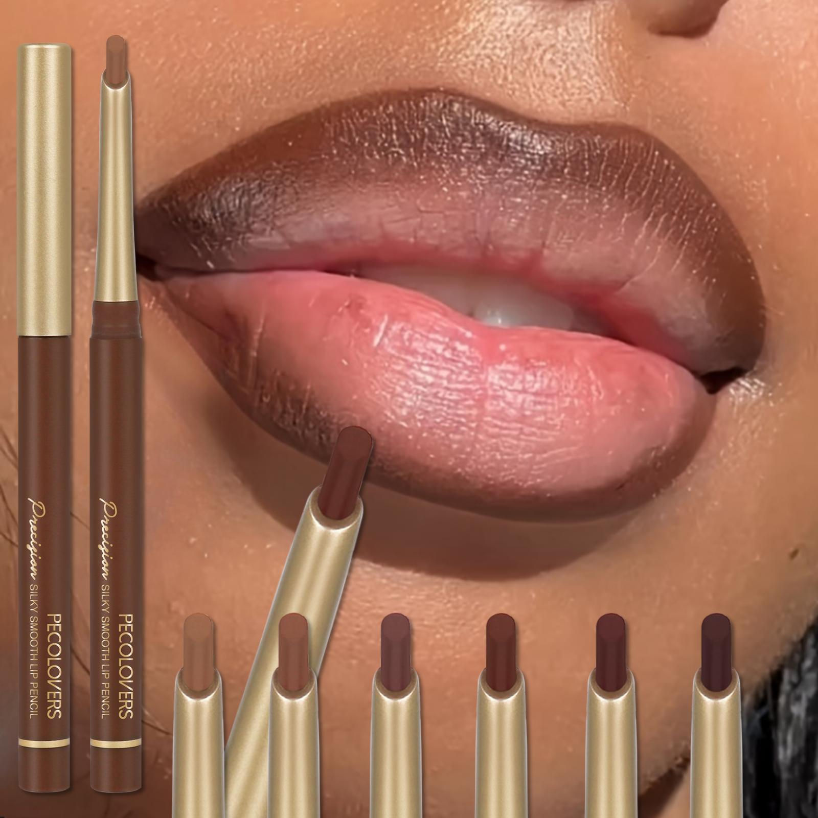 Matte 6-colors Lip Liner Pencil Bevel Design Nib Lip Contour Lipstick Nude Brown