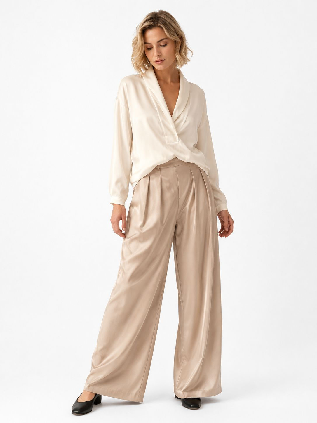 Blusa Carmen Saten de Seda Natural