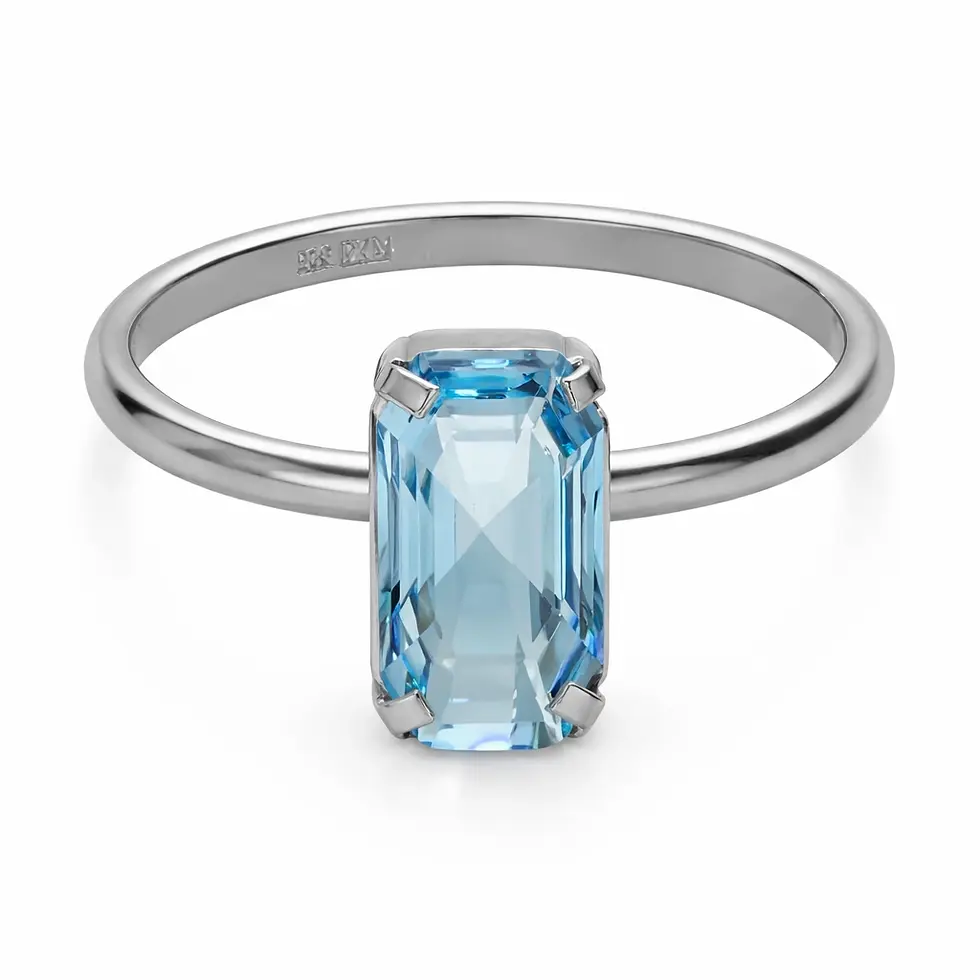 Verstelbare ring blauwe kristal in zilver rodium bad