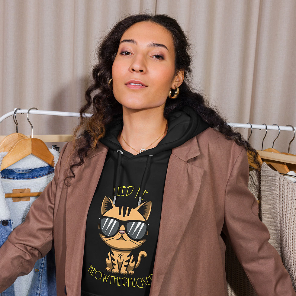 Thumbnail: Feed Me Meowtherfucker Unisex Eco Raglan Hoodie - TonzoBeast Original