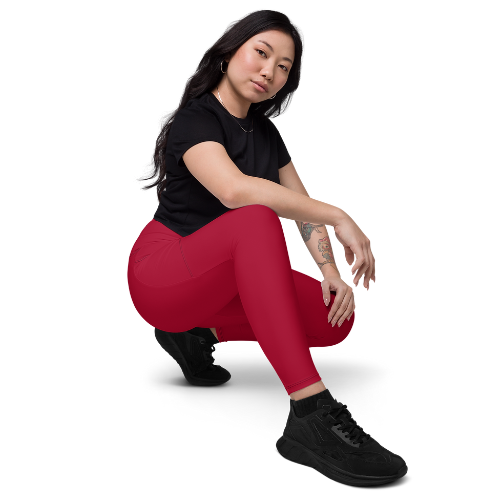 Thumbnail: Tonzobeast Red High-Waisted Leggings with Pockets