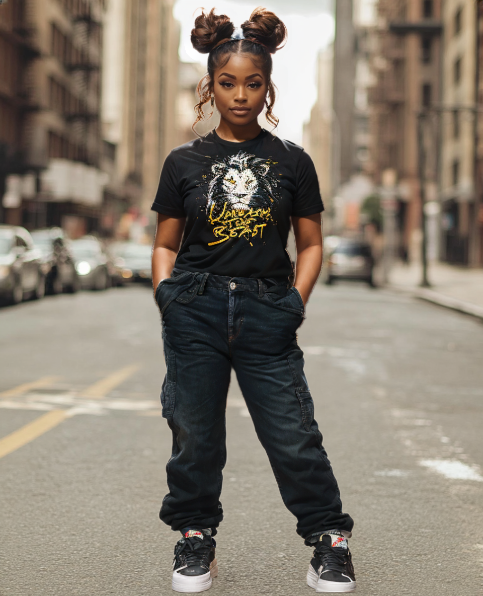 Unleash the Beast Lion Black T-Shirt Fierce and Fearless Tonzobeast Original_PicCopilot_a0