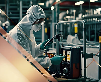 Create a realistic image (no text or words) of an Industrial Hygiene air quality assessmen