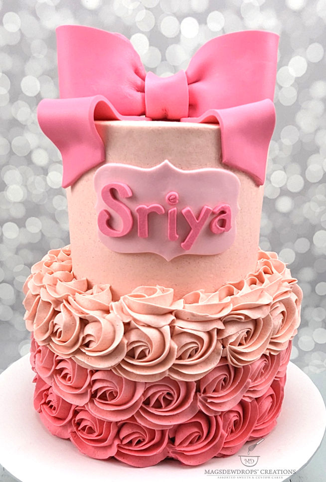 Two Tier Rosette Buttercream Cake