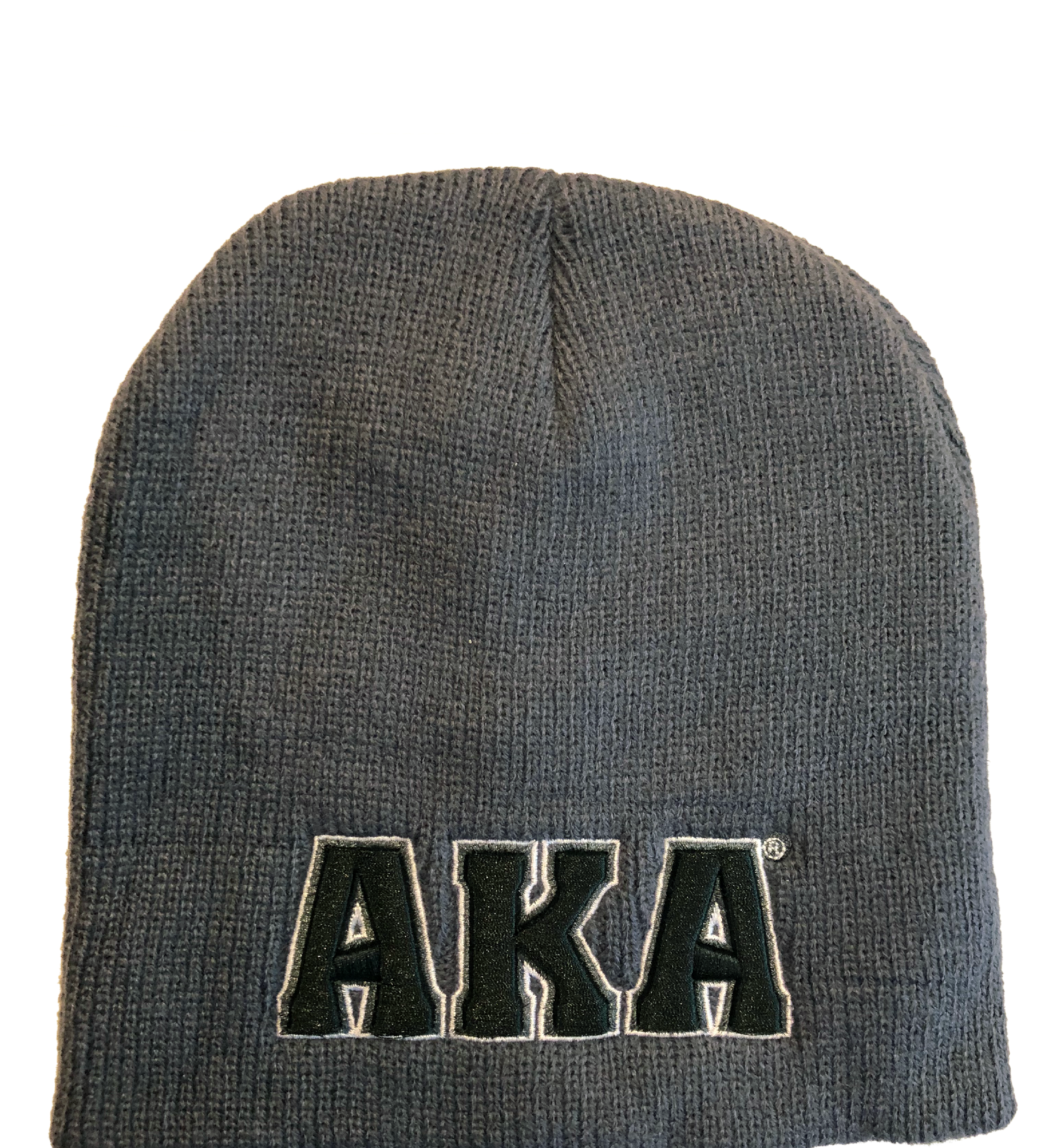 AKA Embroidered GREY Beanie with Black Logo