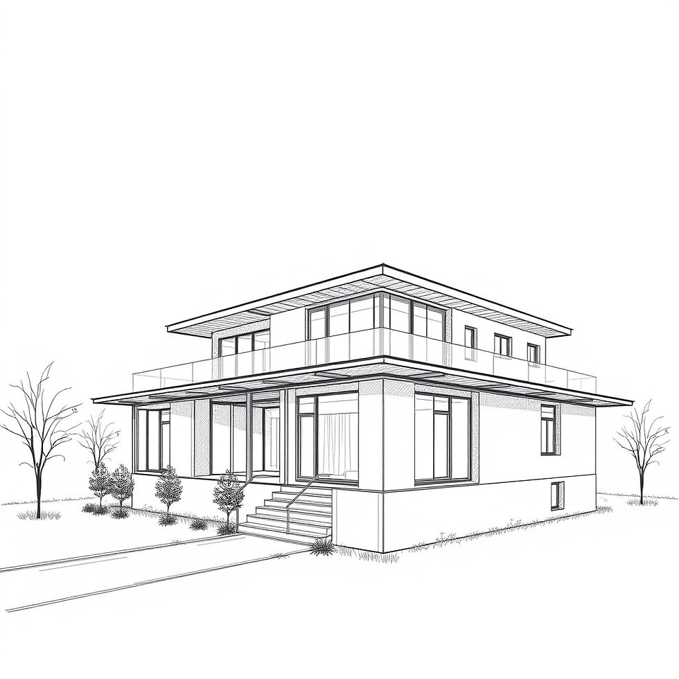 create a architectural drawing in 3d black and white.jpg