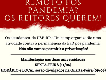 Nota - USP-RP e UNICAMP contra a EaD!