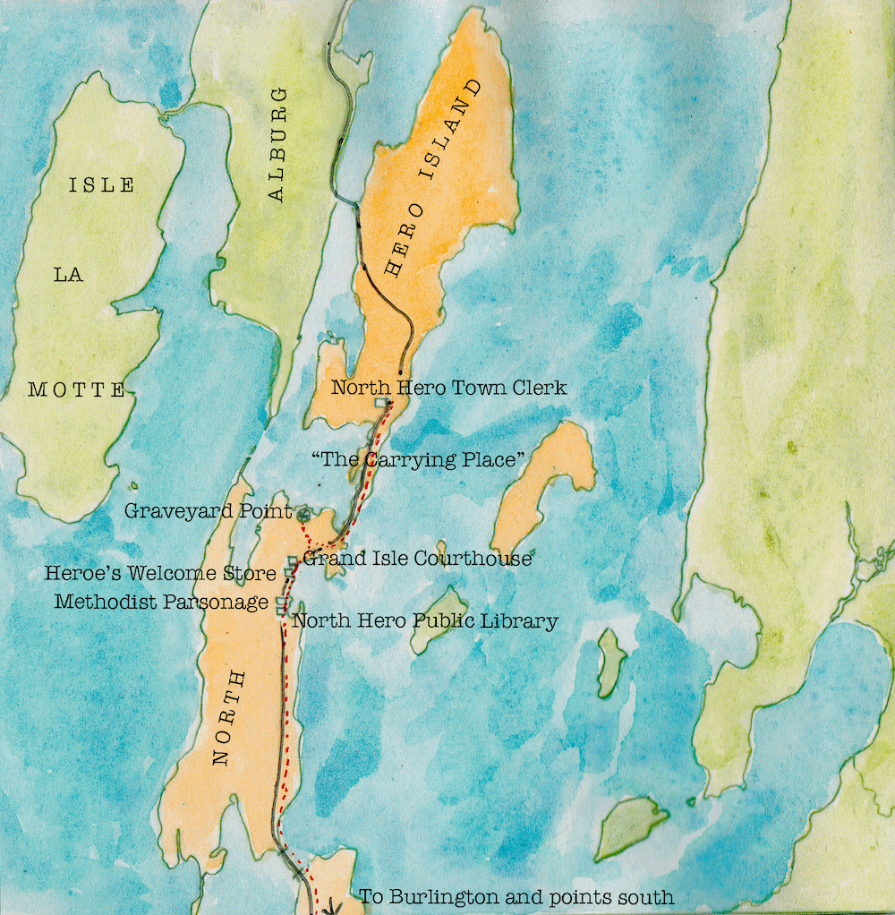 Map of North Hero, Vermont showing repositories