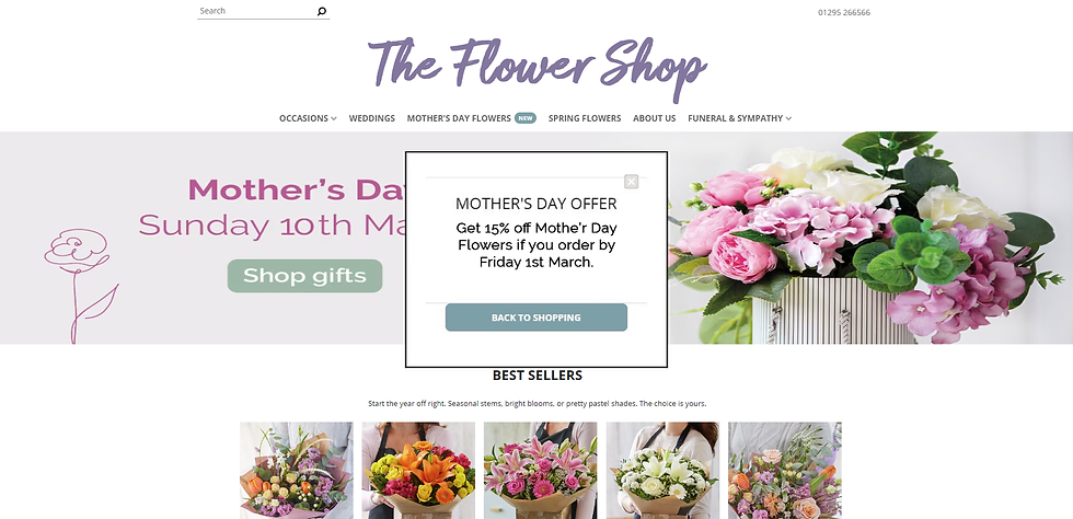 Limited time offer example on florist website
