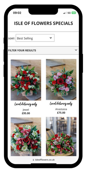 Example of Isle of Flowers' eflora florist website