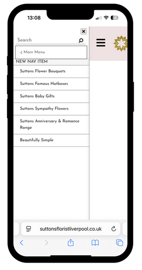 Example of Suttons' eflora florist website