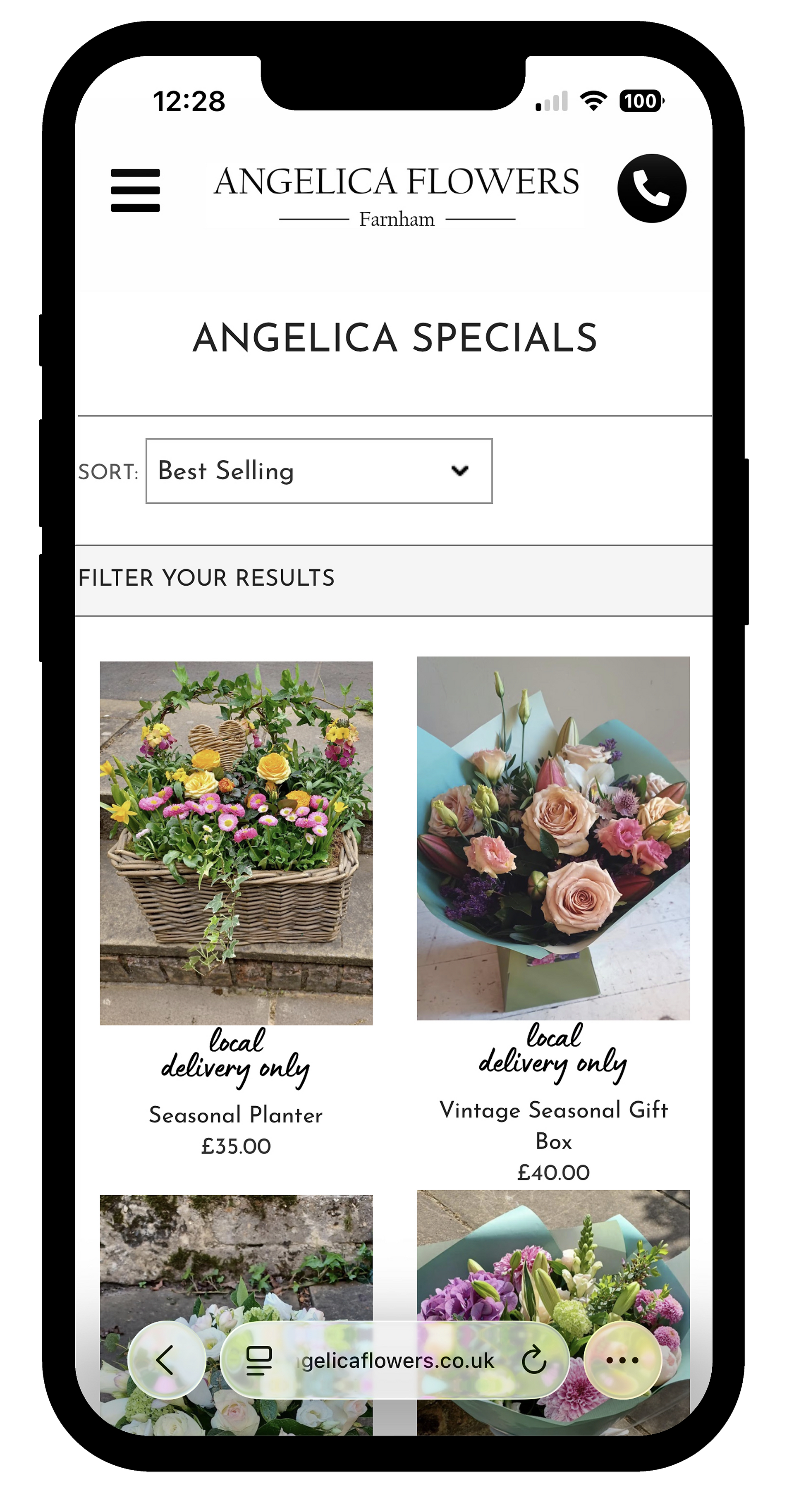 Angelica Flowers website example