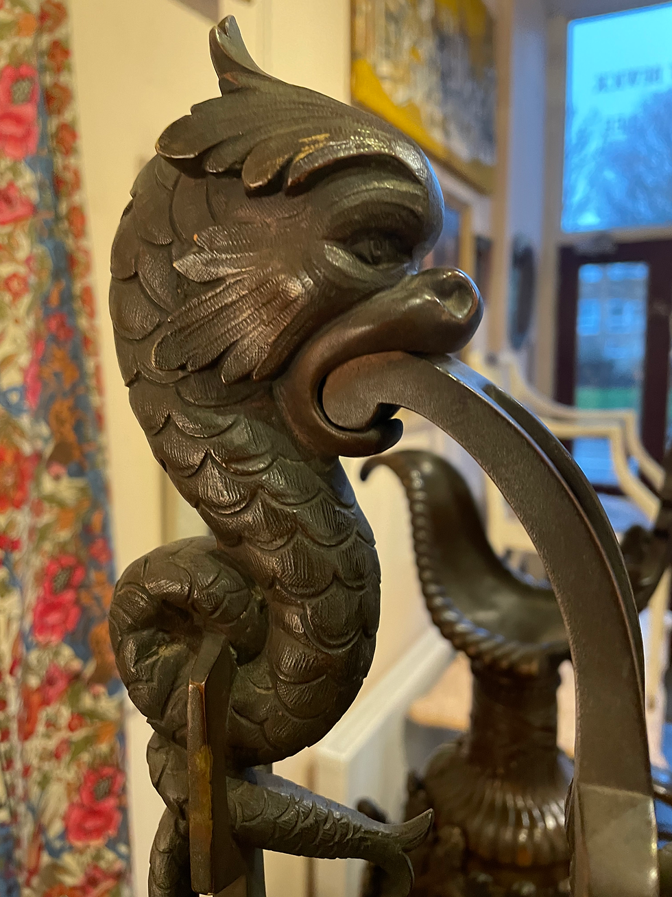 Thumbnail: A pair of Renaissance Revival bronze ewers , having handles cast with mythical s