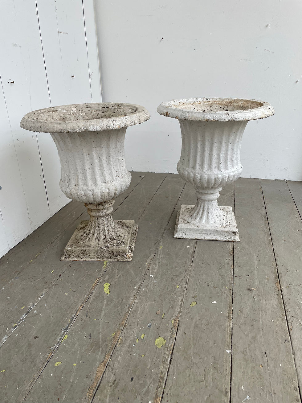 Thumbnail: Pair of cast iron garden urns 