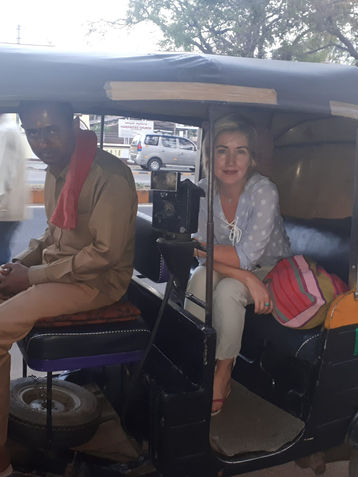 Mary in a tuk tuk