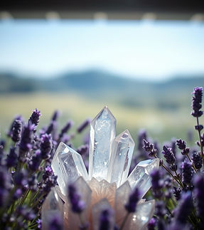 crystals clear, lavender, calming space with soft light.jpg